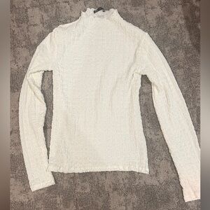 Zara Textured Cream Long Sleeve Top
